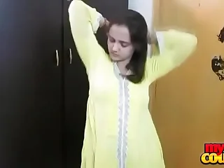 Indian Bhabhi Sonia On touching Yellow Shalwar Suit Possessions Naked On touching Bedroom For Making love