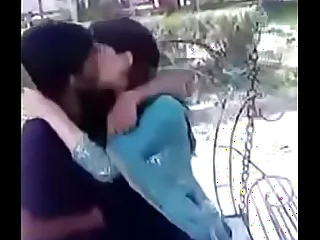 Indian teen kissing with the addition of pressing boobs in public